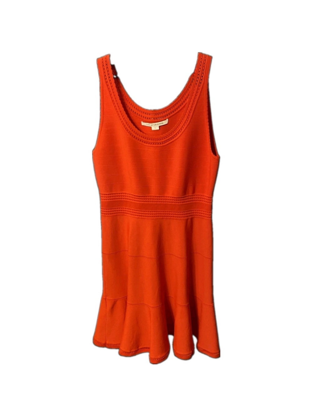 Diane von Furstenberg Elegant Perry Red Pointelle Knit Fit & Flare Dress L